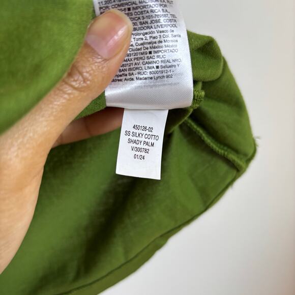 Banana Republic Cotton Roll Cuff T Shirt size XL Boat Neck Forest Green Relaxed - Picture 9 of 9